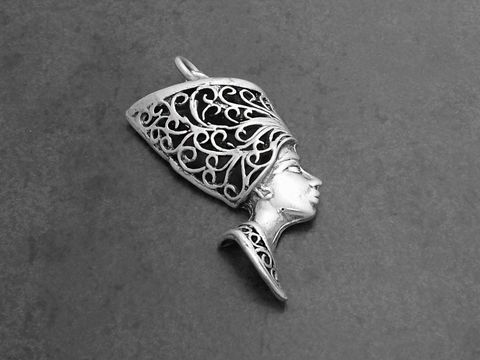 Nofretete 5cm - Ägypten - 925 Sterling Silber Anhänger