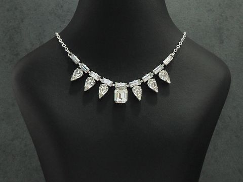 Strass Collier Kette - zeitlos - weiß 38-45 cm - Strasskette