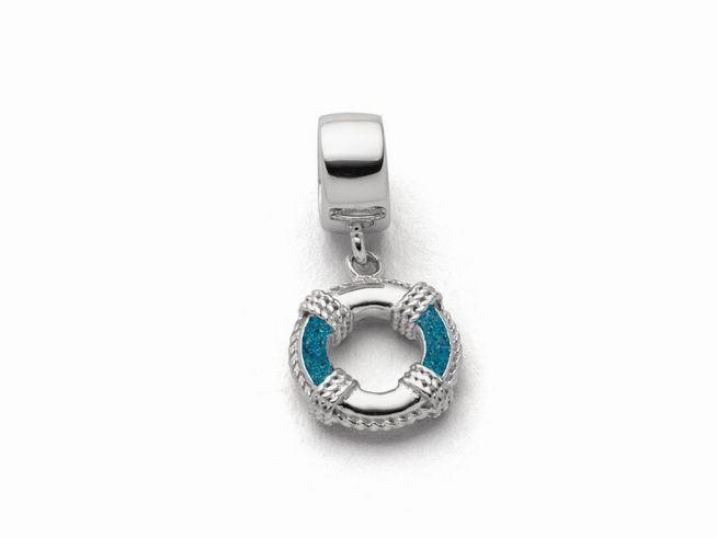 DUR Schmuck F264 - Sterling Silber Charm Rettungsring Blauer Steinsand - Steinsand -