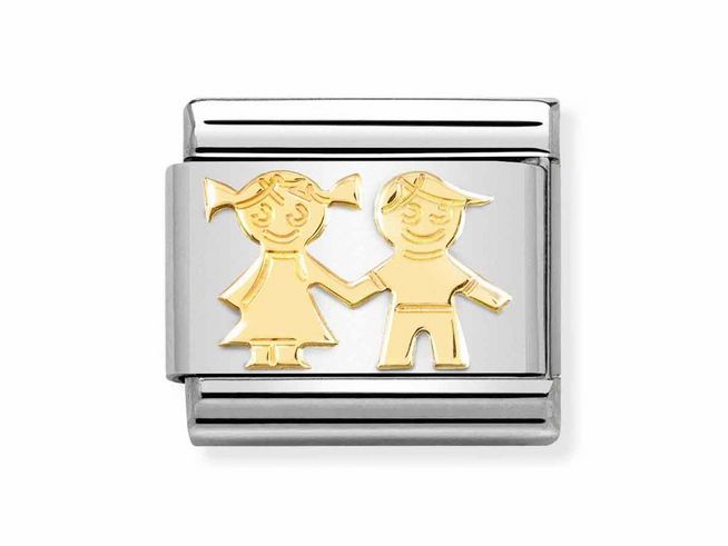 Nomination 030162 69 Classic - Schwester und Bruder - Edelstahl +  Gold 750