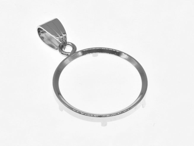 Münzfassung Anhänger - schlicht - 21 mm max. Münzen Durchmesser - 925 Sterling Silber rhodiniert