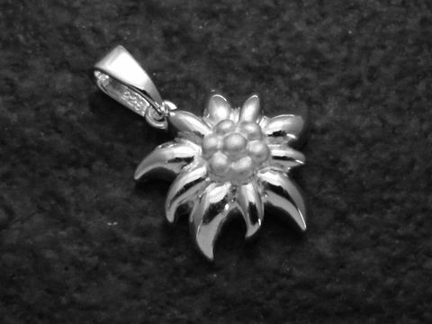 Edelweiß Blume Anhänger - Sterling Silber - teilmattiert