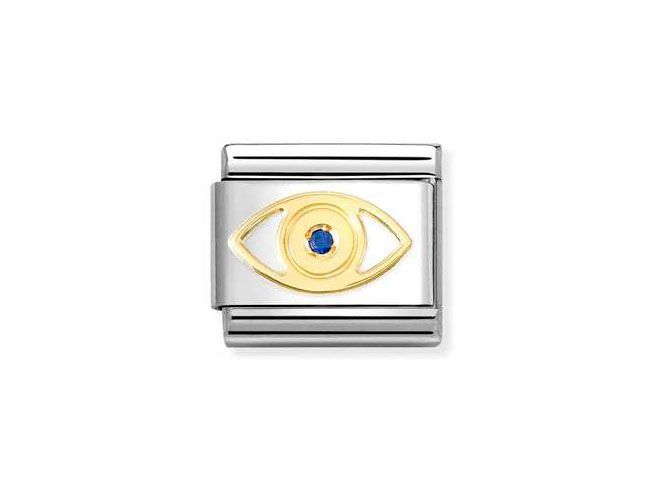 Nomination 030324 01 Classic - griechisches Auge - Gold & Edelstahl + Zirkonia