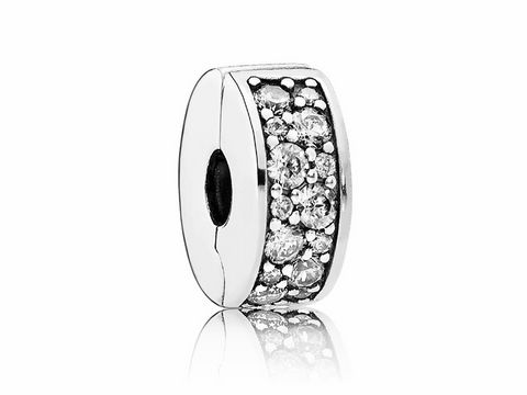 PANDORA 791817CZ - Weißer Pavé-Glanz - Silber - CLIP Stopper mit Silikonkern - Zirkonia