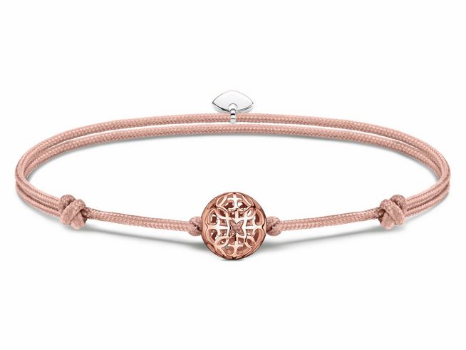 Thomas Sabo A2126-597-40-L22V Armband - Textil mit Karma Bead - silber, vergoldet Roségold & Nylon - roségoldfarben - bis 22 cm